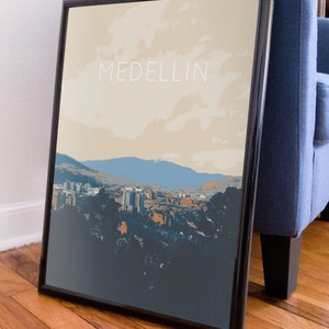 Medellin, Colombia Retro Travel Art Poster Modern Home Decor 11x17 18x24 24x36