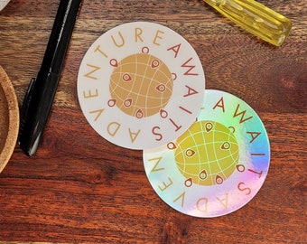Adventure Awaits Vinyl Sticker, Clear or Holographic