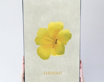 Hawaii Yellow Hibiscus State Flower Art Poster Modern Home Decor 11x17