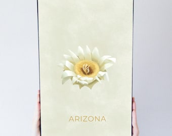 Arizona State Flower Saguaro Cactus Blossom Art Poster Modern Home Decor 11x17
