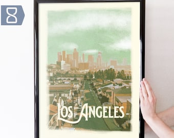 Los Angeles, CA Retro Travel Art Poster Modern Home Decor 11x17 18x24 24x36