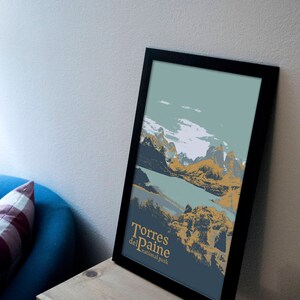 Torres del Paine National Park Poster: Retro Travel Art imagen 3