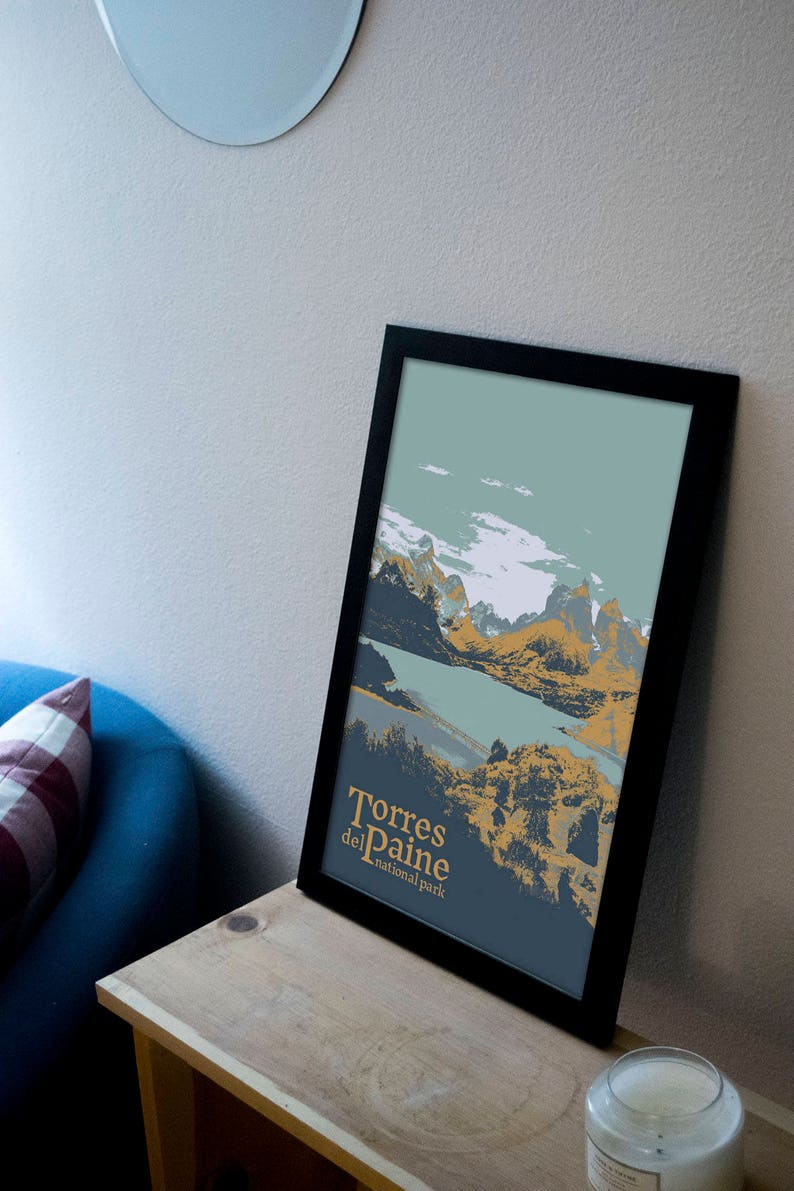 Torres del Paine National Park Poster: Retro Travel Art imagen 3