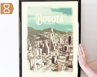 Bogota, Colombia Retro Travel Art Poster Modern Home Decor 11x17 18x24 24x36