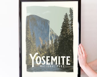 Yosemite El Capitan Retro Travel Art Poster Modern Home Decor 11x17 18x24 24x36