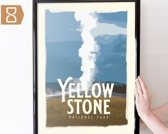 Yellowstone National Park Retro Travel Art Poster Modern Home Decor 11x17 18x24 24x36
