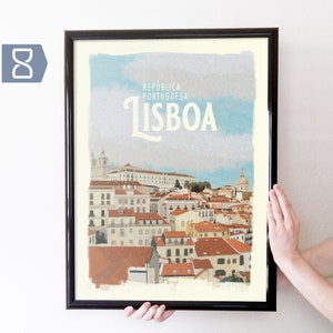 Lisbon, Portugal Retro Travel Art Poster Modern Home Decor 11x17 18x24 24x36