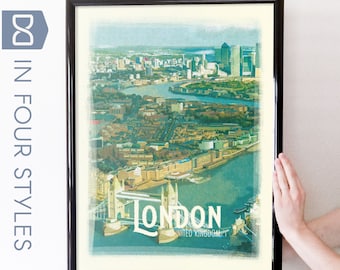 London, England Retro Travel Art Poster Modern Home Decor 11x17 18x24 24x36