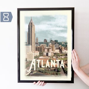 Atlanta, GA Retro Travel Art Poster Modern Home Decor 11x17 18x24 24x36