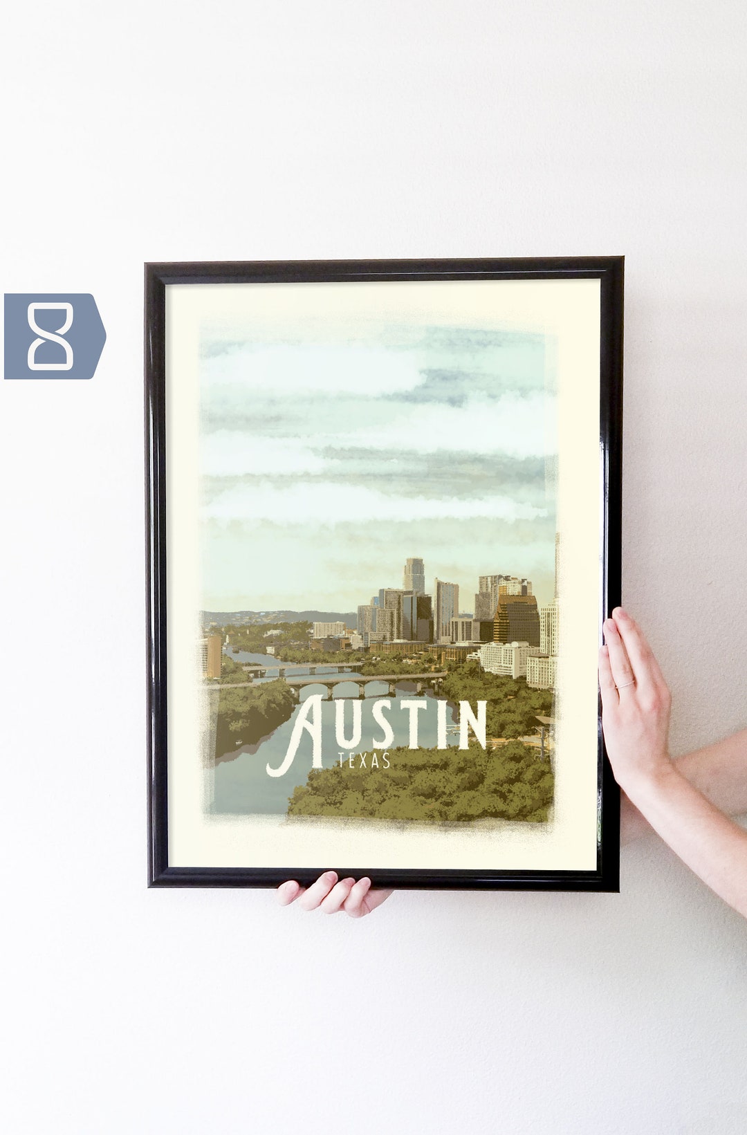 Austin, TX Retro Travel Art Poster Modern Home Decor 11x17 18x24 24x36 ...