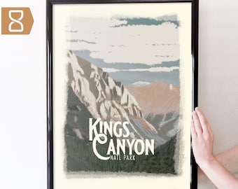 Kings Canyon National Park Retro Travel Art Poster Modern Home Decor 11x17 18x24 24x36