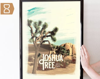 Joshua Tree National Park Retro Travel Art Poster Modern Home Decor 11x17 18x24 24x36