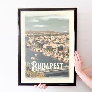 Budapest, Hungary Retro Travel Art Poster Modern Home Decor 11x17 18x24 24x36