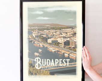 Budapest, Hungary Retro Travel Art Poster Modern Home Decor 11x17 18x24 24x36