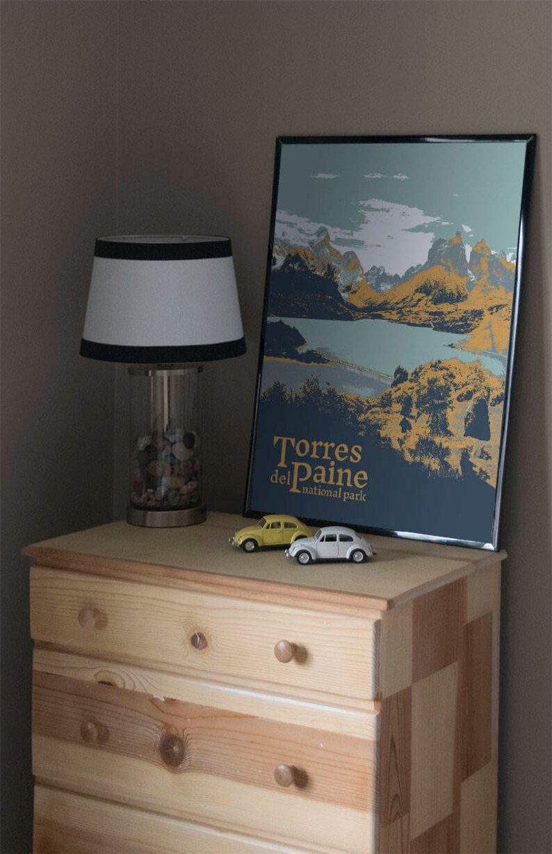 Torres del Paine National Park Poster: Retro Travel Art imagen 6