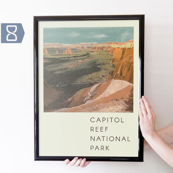 Capitol Reef National Park Retro Travel Art Poster Modern Home Decor 11x17 18x24 24x36