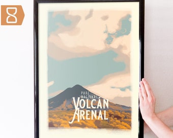 Arenal Volcano National Park, Costa Rica Retro Travel Art Poster Modern Home Decor 11x17 18x24 24x36