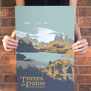 Torres del Paine National Park Poster: Retro Travel Art imagen 4