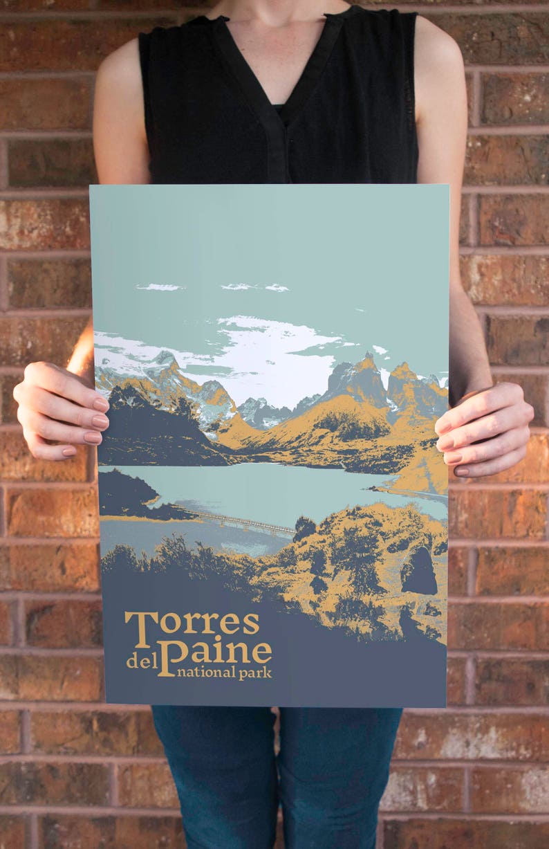 Torres del Paine National Park Poster: Retro Travel Art imagen 4
