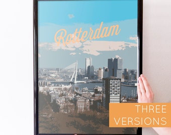 Rotterdam, Netherlands Retro Travel Art Poster Modern Home Decor 11x17 18x24 24x36