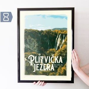 Plitvice Lakes National Park Poster: Croatia Retro Travel Art