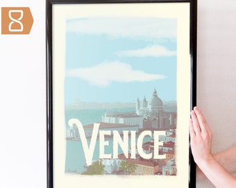 Venice, Italy Retro Travel Art Poster Modern Home Decor 11x17 18x24 24x36