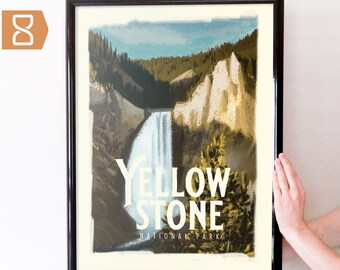 Yellowstone National Park Retro Travel Art Poster Modern Home Decor 11x17 18x24 24x36