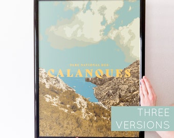 Calanques National Park Poster: Marseille France Retro Travel Art