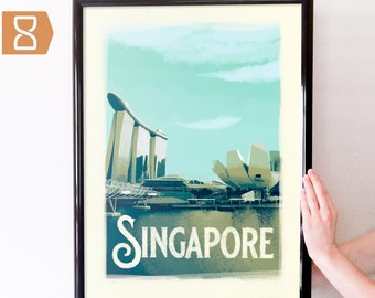 Singapore Retro Travel Art Poster Modern Home Decor 11x17 18x24 24x36
