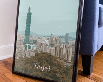 Taipei, Taiwan Retro Travel Art Poster Modern Home Decor 11x17 18x24 24x36