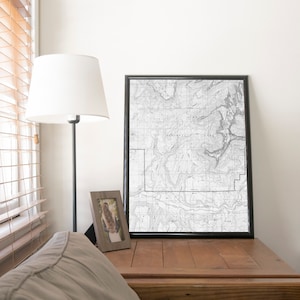Zion National Park Map Retro Travel Art Poster Modern Home Decor 11x17 18x24 24x36