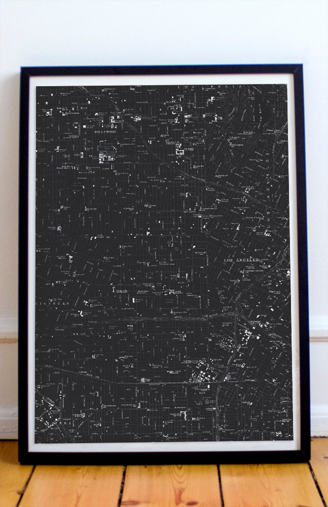 Los Angeles, CA Map Retro Travel Art Poster Modern Home Decor 11x17 ...