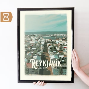 Reykjavik, Iceland Retro Travel Art Poster Modern Home Decor 11x17 18x24 24x36