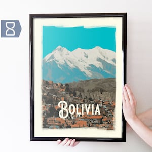 La Paz, Bolivia Retro Travel Art Poster Modern Home Decor 11x17 18x24 24x36