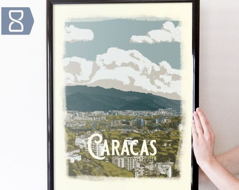 Caracas, Venezuela Retro Travel Art Poster Modern Home Decor 11x17 18x24 24x36