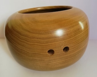Yarn Bowl, Hand Turned, Tulip Wood,storage pot, bowl, wool,yarn,vessel, container, art, weaving, knitting, crochet,fibre tool,gift,Signature
