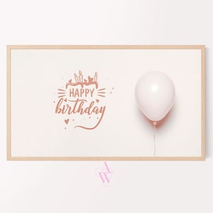Samsung Frame TV Art Buon compleanno - 4k Samsung Art TV - Download digitale istantaneo - Samsung Frame Festa di compleanno - Rosa pastello - Palloncini