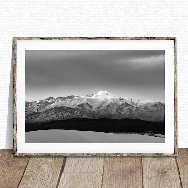 Sierra Blanca print, mountain print, New Mexico print, black and white print, Sierra Blanca Peak, monochrome print, photography print