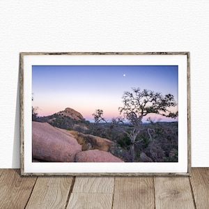 Enchanted Rock print, Texas print, Turkey Peak, Texas state park, Evening sky print, Texas art, Texas photography print, Texas gifts,