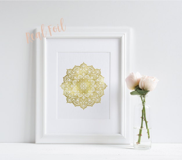 Mandala-Druck Goldfolie Druck Yoga Geschenk Wandkunst