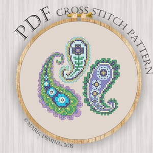 Paisley PDF cross stitch pattern / instant download pattern | Etsy