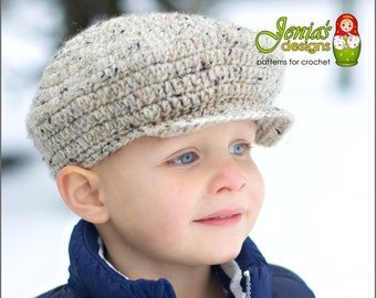 CROCHET PATTERN - Scally Cap (Newsboy Hat) for Baby, Infant, Toddler, Child, Teen, Adult - Scally Cap for Boys and Girls