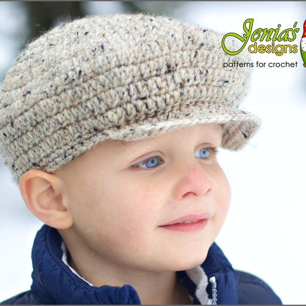CROCHET PATTERN - Scally Cap (Newsboy Hat) for Baby, Infant, Toddler, Child, Teen, Adult - Scally Cap for Boys and Girls