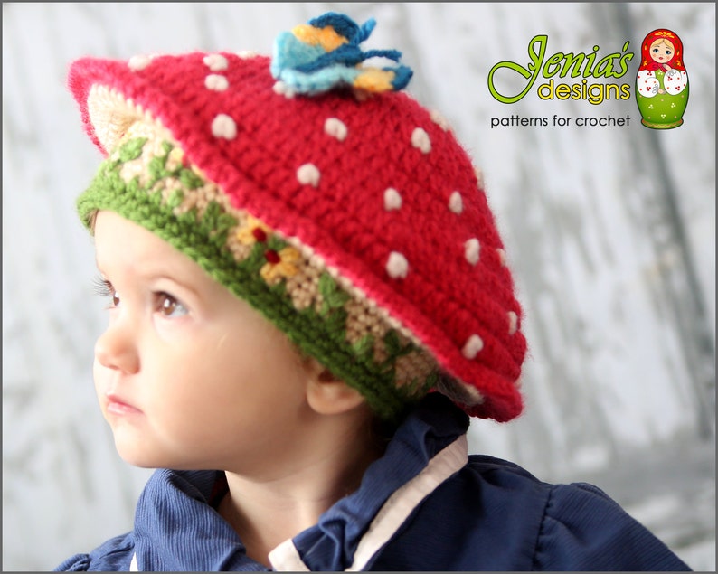 CROCHET PATTERN Toadstool Hat Pattern for Baby, Toddler, Child, Adult, Girl, Boy Mushroom Hat Pattern Photo Prop or Costume image 1