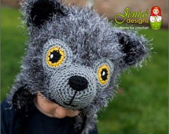 CROCHET PATTERN - Wolf Animal Hat Pattern for Baby, Toddler, Child, Teen, Adult, Boy or Girl - Photo Prop or Costume