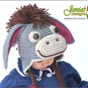 CROCHET PATTERN Donkey Hat for Baby, Toddler, Child, Teen, Adult, Girl or Boy Photo Prop, Costume image 2