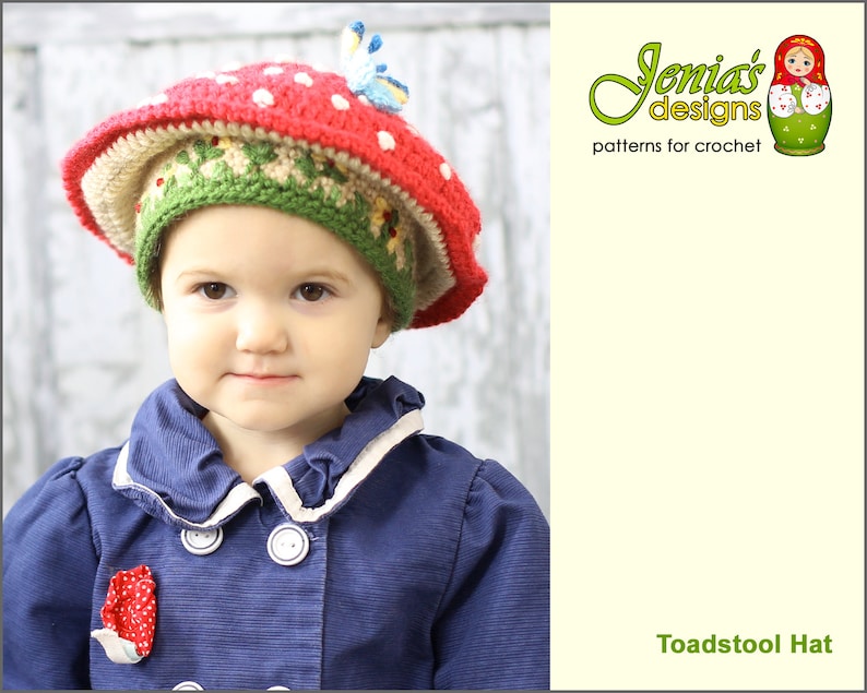 CROCHET PATTERN Toadstool Hat Pattern for Baby, Toddler, Child, Adult, Girl, Boy Mushroom Hat Pattern Photo Prop or Costume image 4