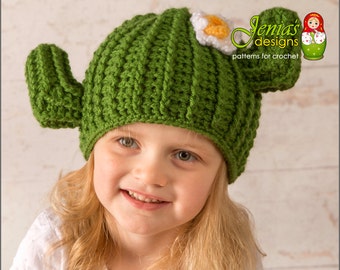 CROCHET PATTERN - Crochet Cactus Hat Pattern, Saguaro Cactus Hat Pattern for Baby, Toddler, Child, Teen, Adult - Photo Prop or Costume