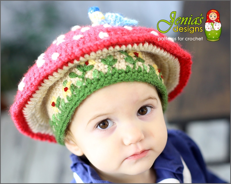 CROCHET PATTERN Toadstool Hat Pattern for Baby, Toddler, Child, Adult, Girl, Boy Mushroom Hat Pattern Photo Prop or Costume image 2