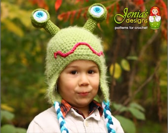 CROCHET PATTERN - Crochet Alien Monster Hat for Baby, Infant, Toddler, Child, Teen, Adult, Girl, Boy - Photo Prop or Costume - Silly Alien